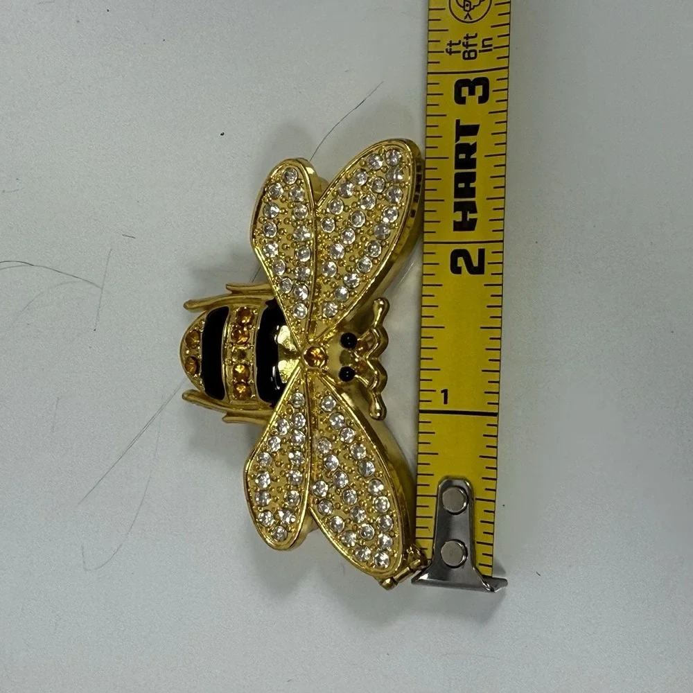 Bee Jeweled Gold Tone Trinket Box Rhinestones